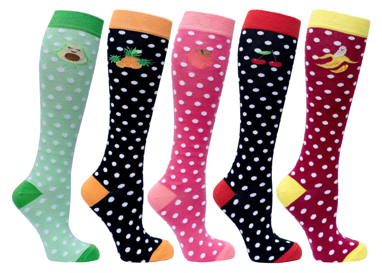 Women's Juicy Fruits Knee High Socks Set - 5 PACK -