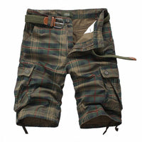 Thumbnail for Cargo Shorts Men's Sweatpants Half Pocket Plaid Shorts - K - 2 PLAIDS -