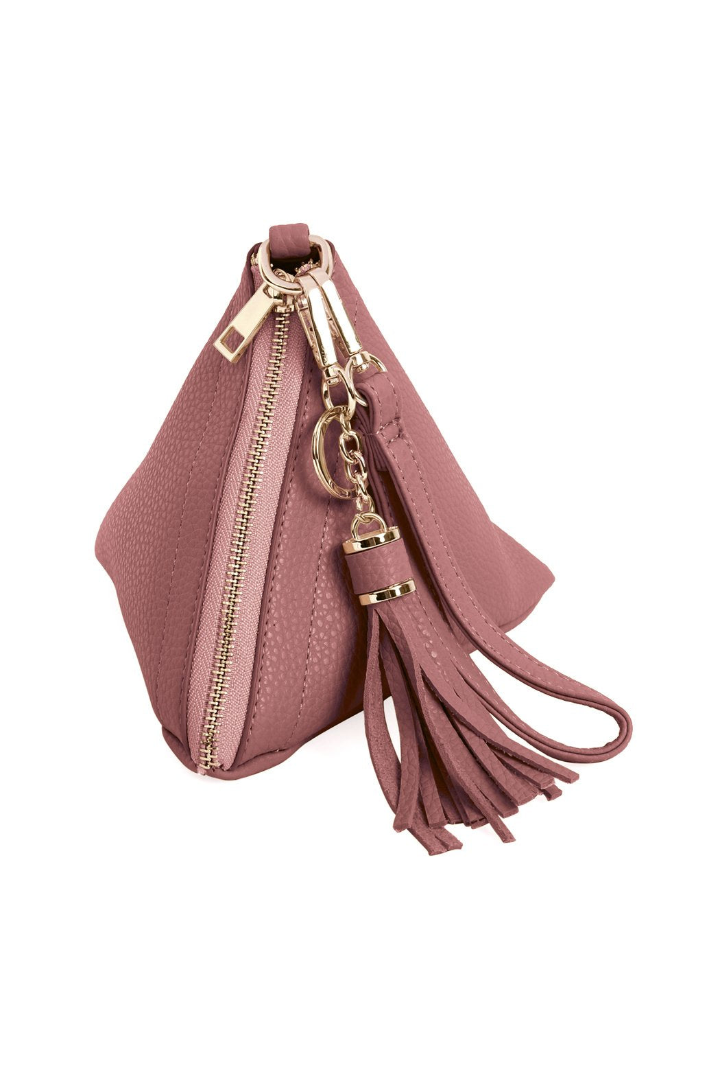 Riah Fashion - Pyramid Shape Tassel Wristlet Leather Bag - 15 COLORS -