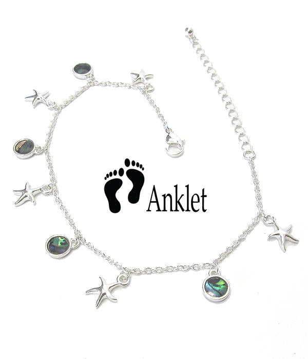 Abalone Charms Starfish Anklet Ankle Bracelet -