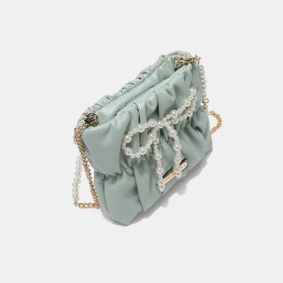 Nicole Lee - USA Pearl Bow Chain Strap Purse - T - 7 COLORS -