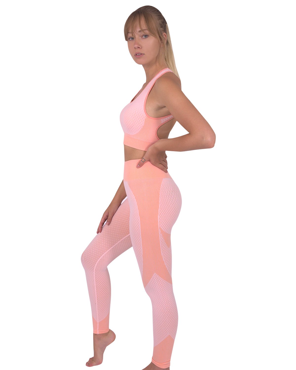 Savoy - Trois Seamless Leggings & Sports Top 2 Set - 2 PCS - Pink - 1 COLOR -