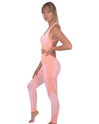 Thumbnail for Savoy - Trois Seamless Leggings & Sports Top 2 Set - 2 PCS - Pink - 1 COLOR -