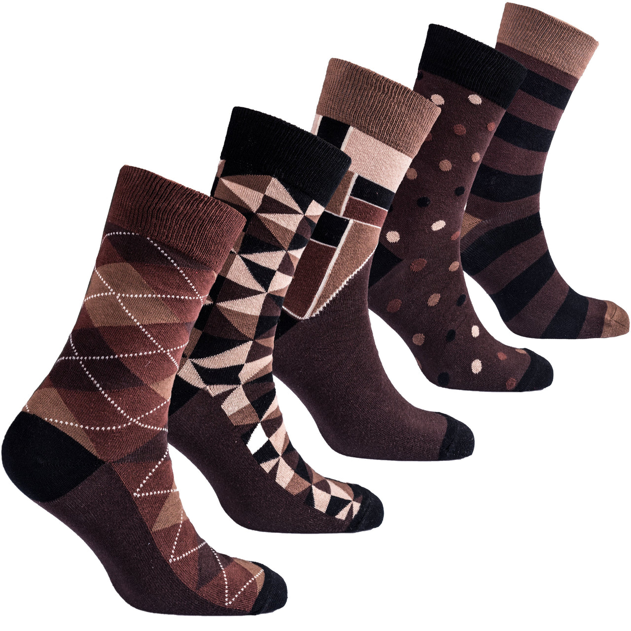 Men's Mocha Mix Set Socks - 5 PACK -