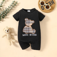 Thumbnail for Baby MINI BOSS Bear Graphic Short Sleeve Romper - T - 5 SIZES - 1 COLOR -