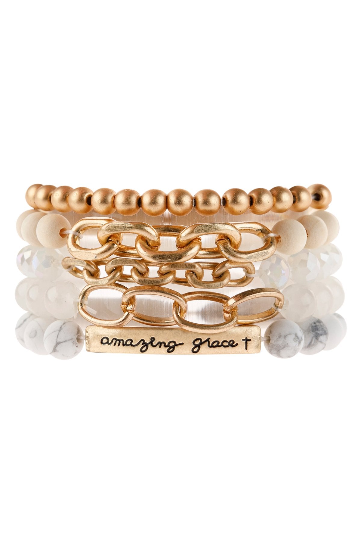 Riah Fashion - "Amazing Grace" Charm Multiline Beaded Bracelet - 8 COLOR STACKS -