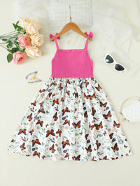 Thumbnail for Butterfly Print Bow Detail Dress - T - 4 SIZES - 2 COLORS -