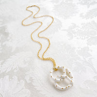 Thumbnail for Golden Salted Porcelain Pretzel Pendant Necklace -