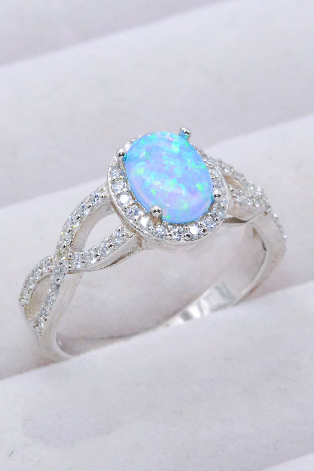 925 Sterling Silver Opal Halo Ring - T - SIZES 6 THRU 9 - 1 COLOR -