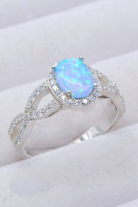 Thumbnail for 925 Sterling Silver Opal Halo Ring - T - SIZES 6 THRU 9 - 1 COLOR -