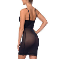 Thumbnail for Hi Power Mesh Full Body Slip Shaper With Lace Detail at Bust Black -