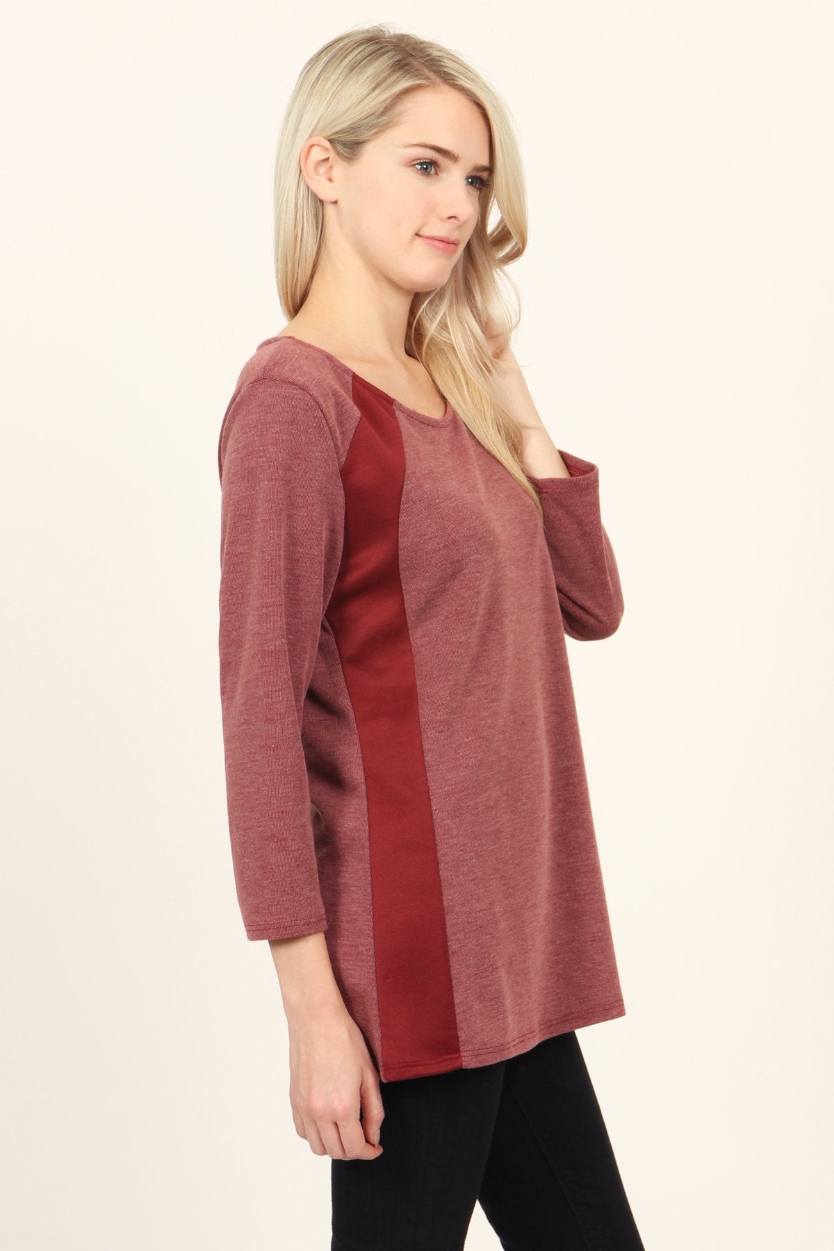 Riah Fashion - Side Accented Round Neck Classic Top - 3 COLORS -