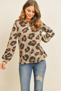 Thumbnail for Riah Fashion - Puff Sleeved Leopard Print Top - 4 COLORS -