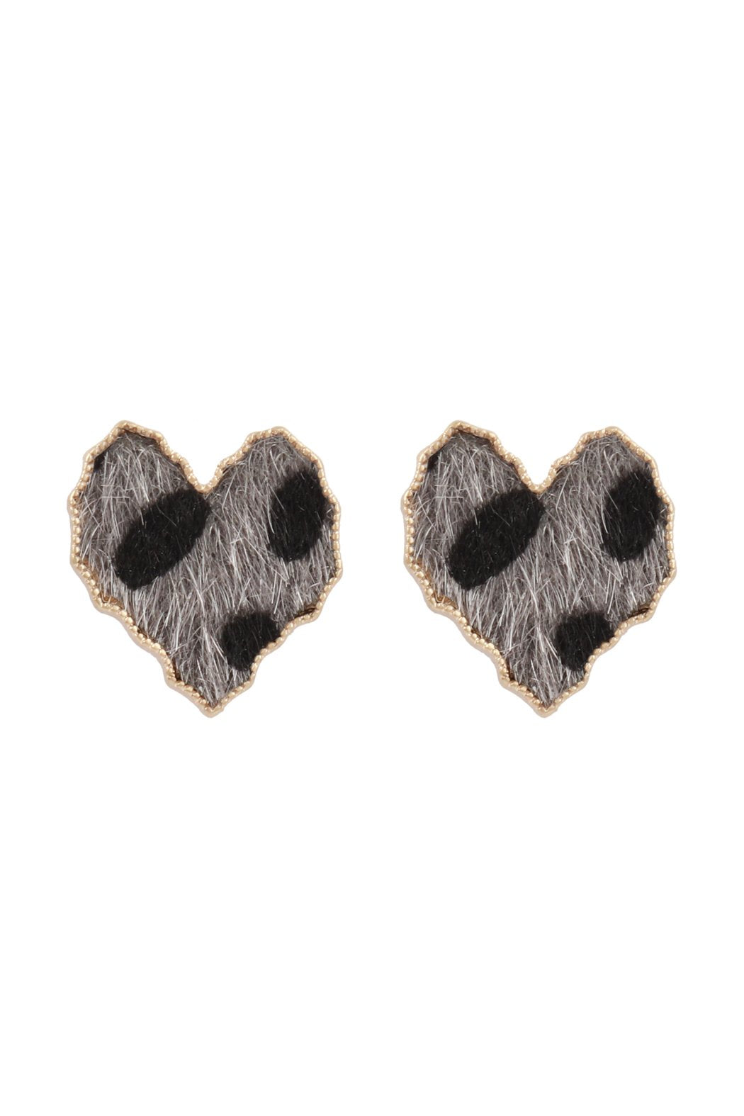 Heart Leopard Leather Post Earrings - 3 COLORS -