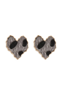 Thumbnail for Heart Leopard Leather Post Earrings - 3 COLORS -