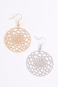 Thumbnail for Riah Fashion  - Blossom Flower Filigree Disc Drop Earrings - 2 COLORS