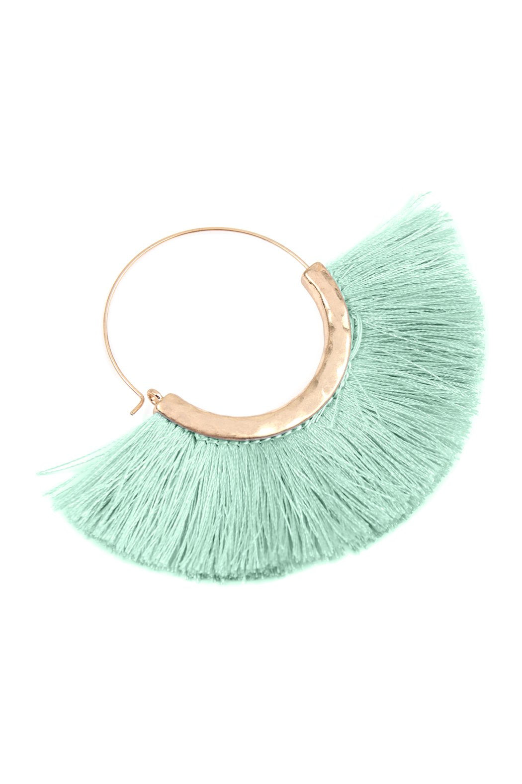 Tassel Fan Hoop Earrings - 15 COLORS -