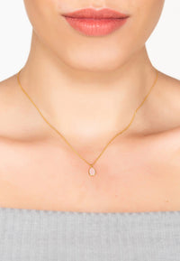 Thumbnail for LATELITA - Pisa Mini Teardrop Necklace Gold Rose Quartz -