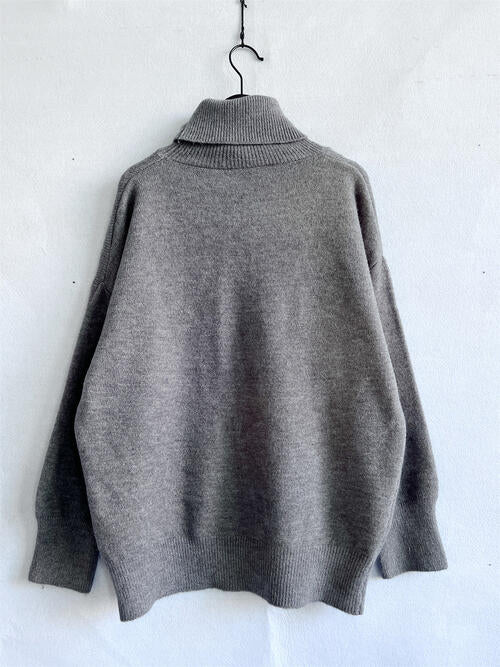 Turtleneck Long Sleeve Sweater - 1 OVERSIZE - T - 6 COLORS -