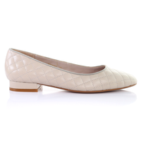 Thumbnail for Classic Leather Square Toe Ballerina - (Light Beige)