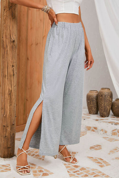 Slit Elastic Waist Pants - T - 1 COLOR -