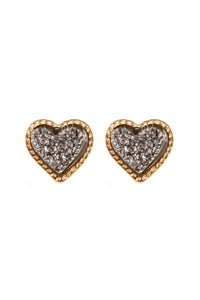 Thumbnail for Riah Fashion - Metal Druzy Heart Valentine Post Earrings - 6 COLORS