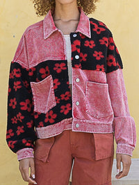 Thumbnail for Floral Dropped Shoulder Shacket - T - 2 COLORS -