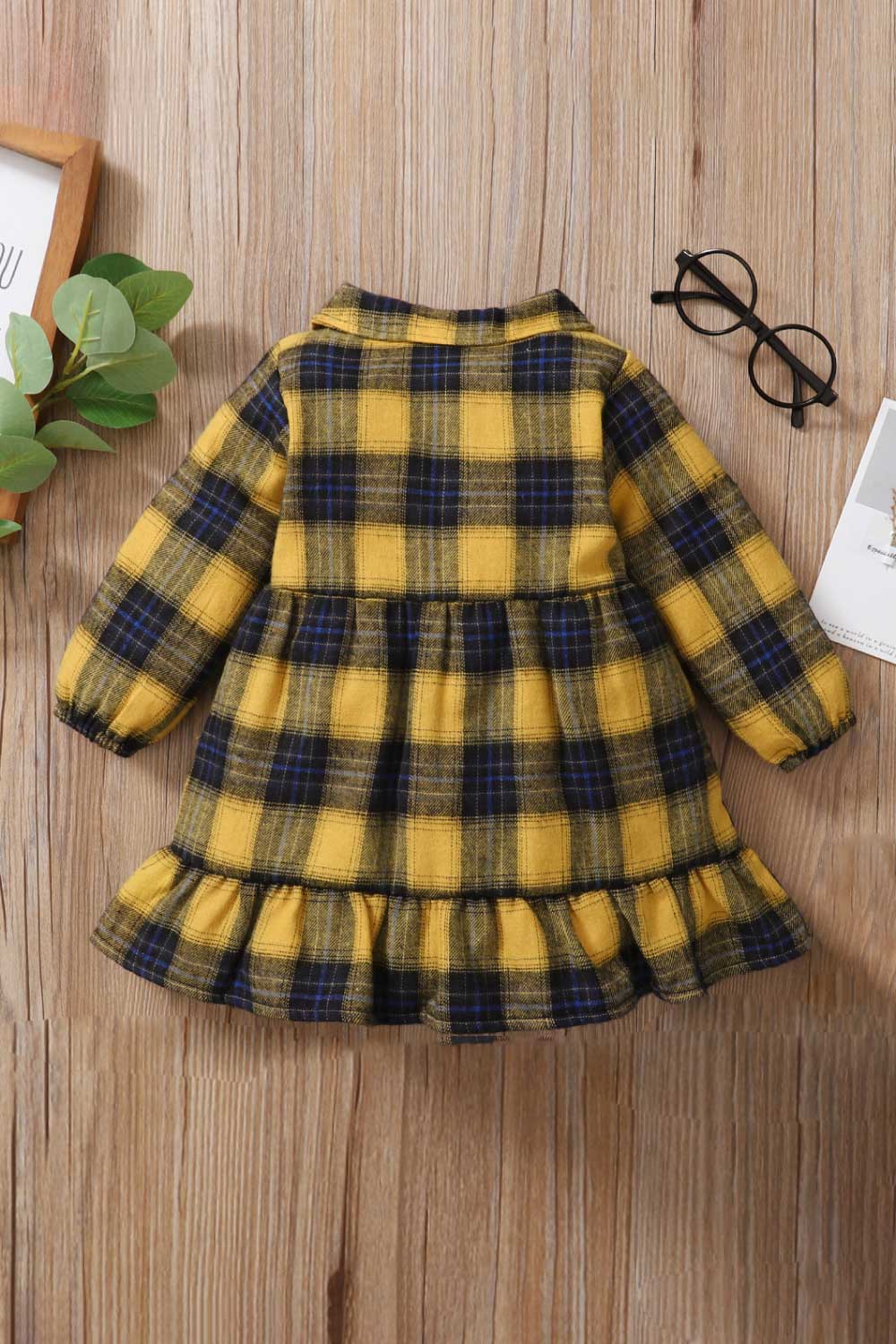 Girls Plaid Ruffled Shirt Dress - T - 4 SIZES TO 3 - 4 YR. OLD - 1 COLOR -