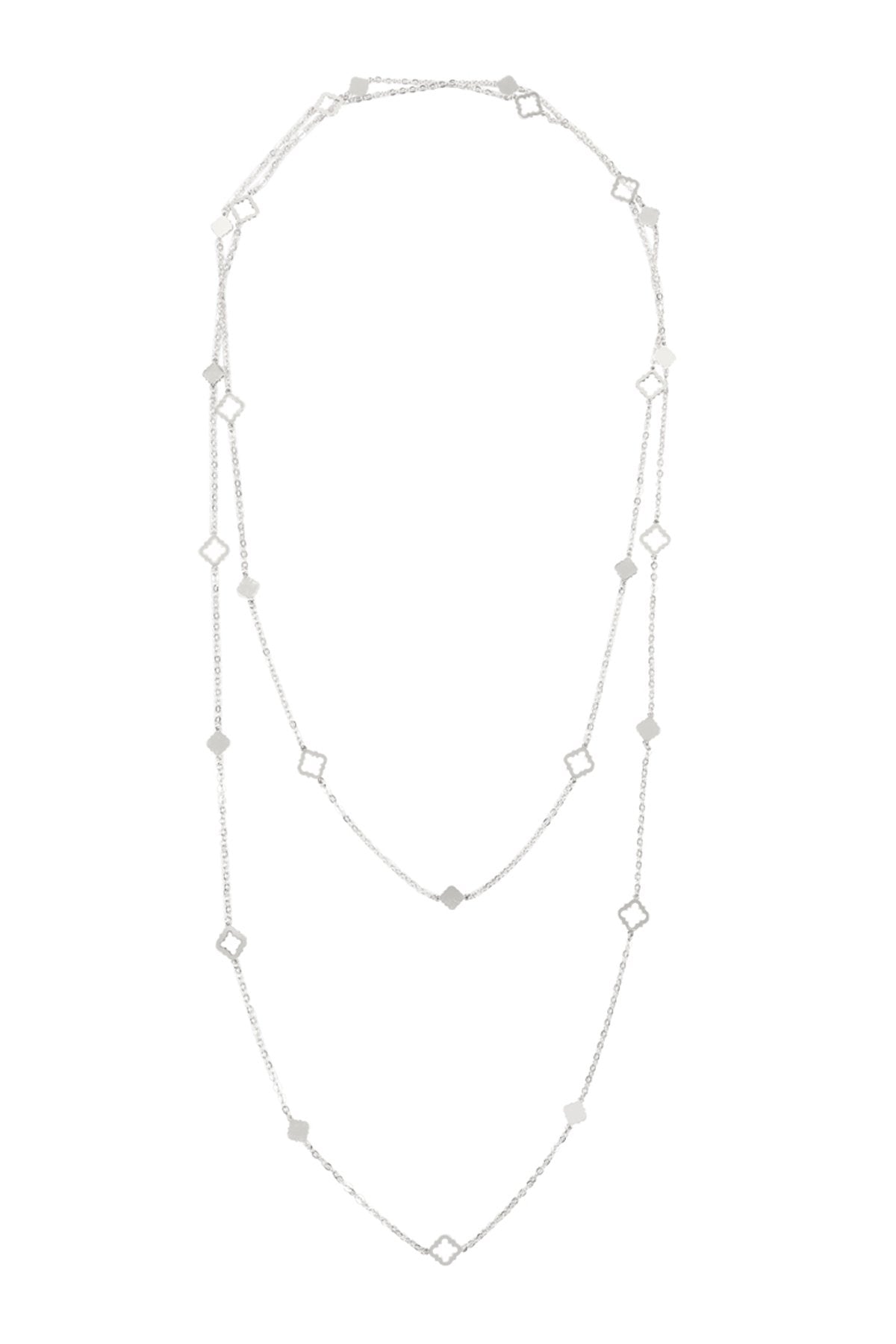 Riah Fashion - Long Morrocan Shape Station Necklace - 2 FINISHES -