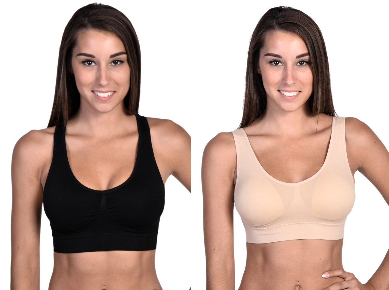 Most Comfortable Bra Top Black and Nude - 2 Pack - 2 PCS. -