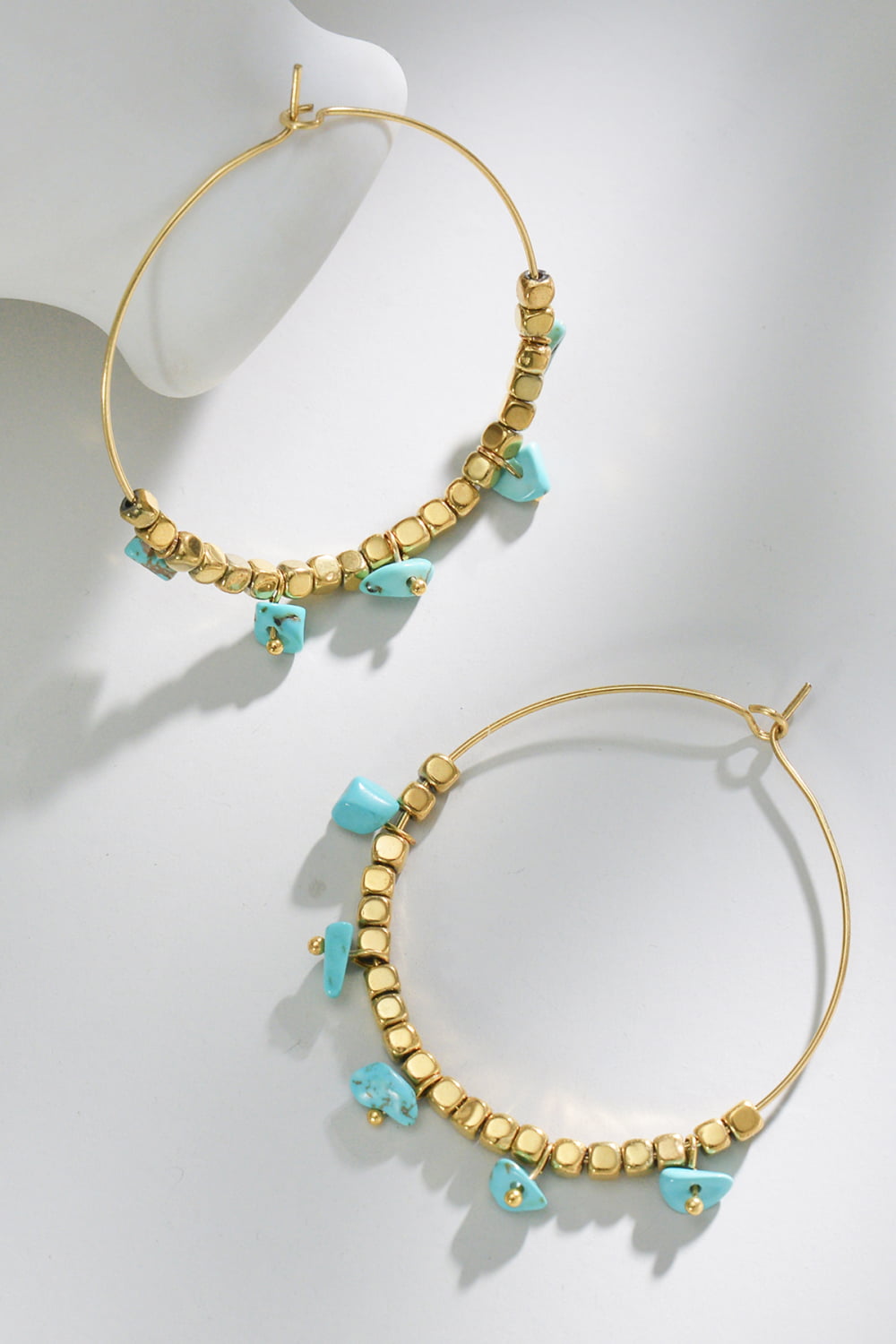 Turquoise Stainless Steel Hoop Earrings - T - 5 COLORS -