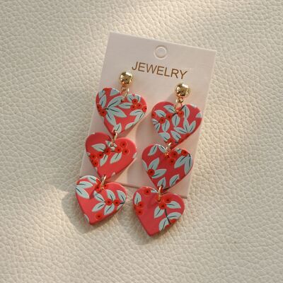 Acrylic Heart Stainless Steel Dangle Earrings - T - 2 COLORS -