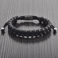 Thumbnail for Crucible - Men's Matte Black Agate Stone Beaded Adjustable Bracelet -