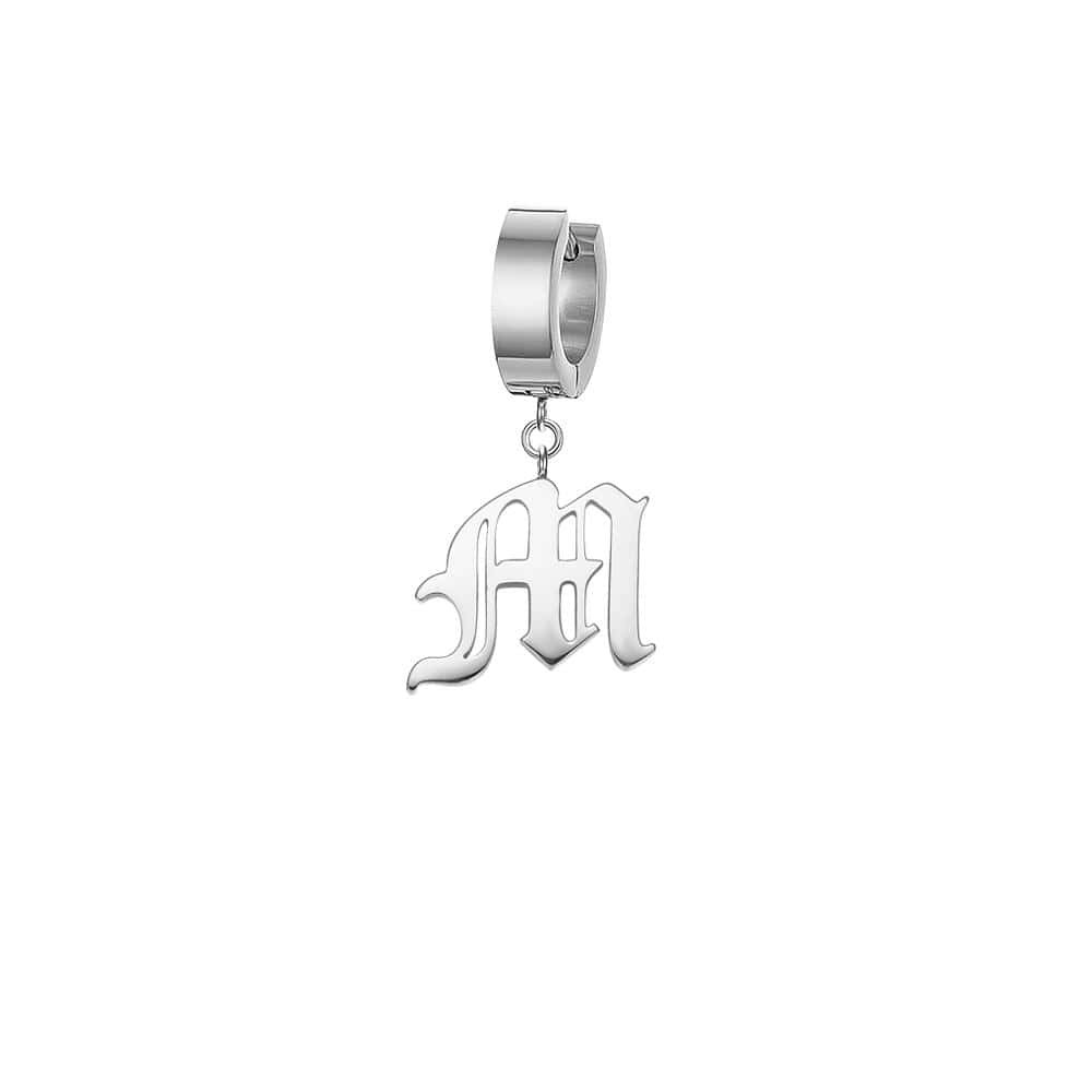 Mister - Old English Initial Earring - ALL 26 LETTERS - 2 FINISHES - FIND YOURS! -