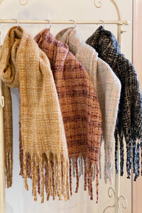 Thumbnail for Ellison & Young - Coco Tweed Fringed Scarf - 4 COLORS -