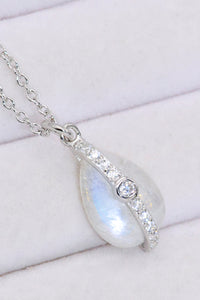 Thumbnail for Natural Moonstone and Zircon Pendant Necklace - T - 1 FINISH -