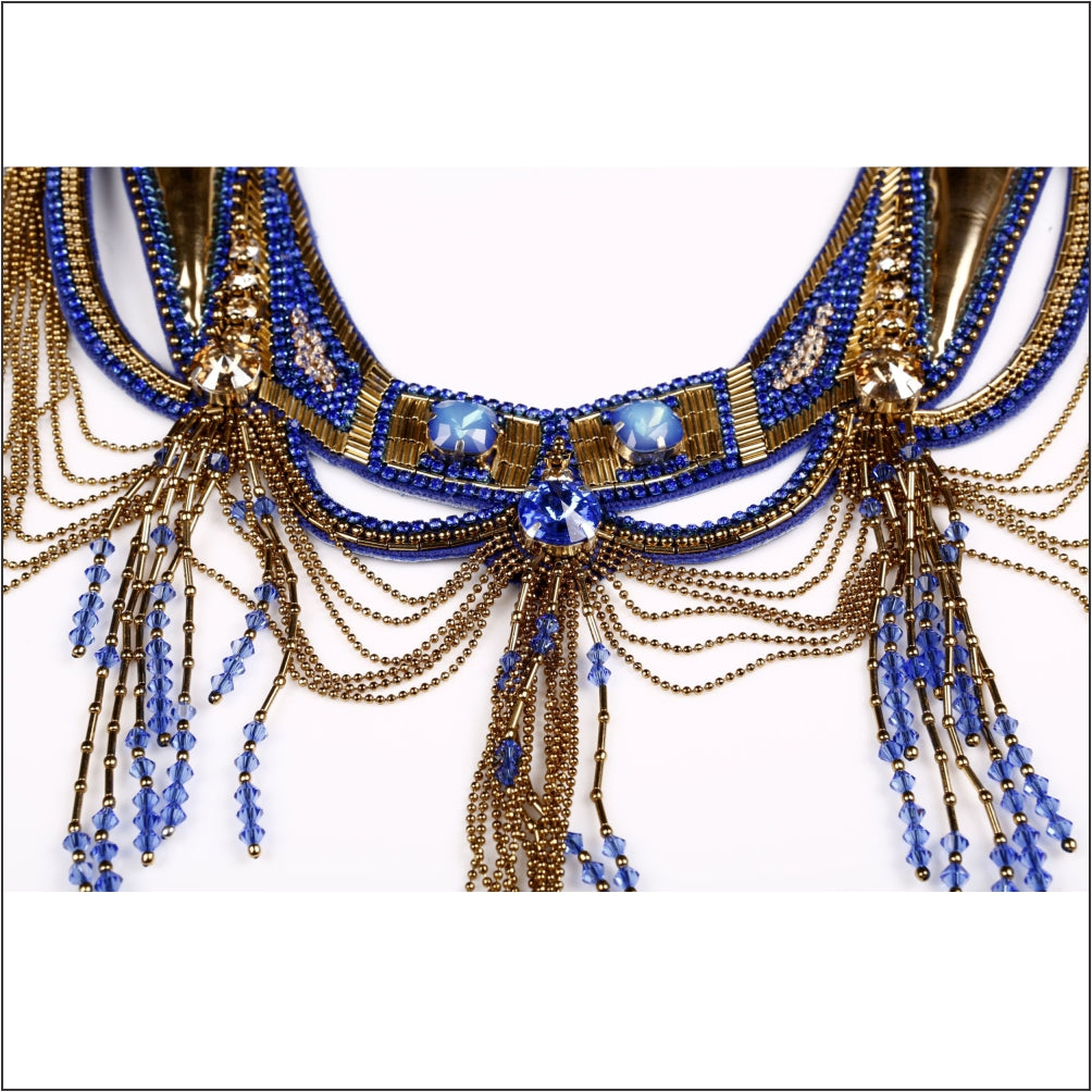 BEGADA - Sapphire & Gold Delphinia Necklace -