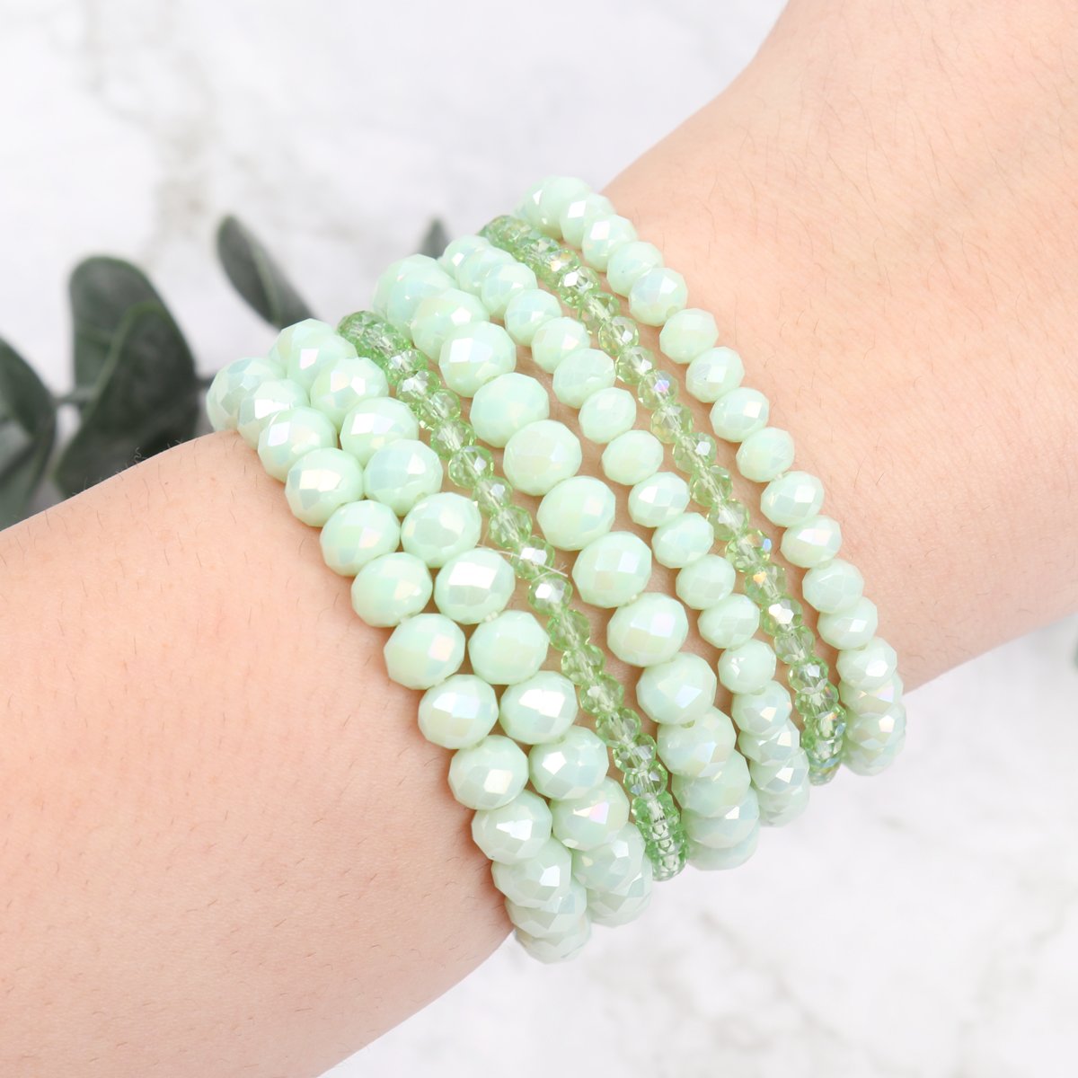 Seven Lines Glass Beads Stretch Bracelet - 22 COLORS