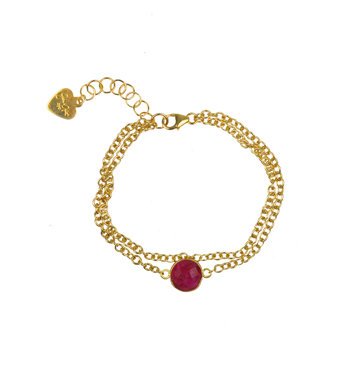 Gena Myint - Ruby Vermeil Double Chain Bracelet -