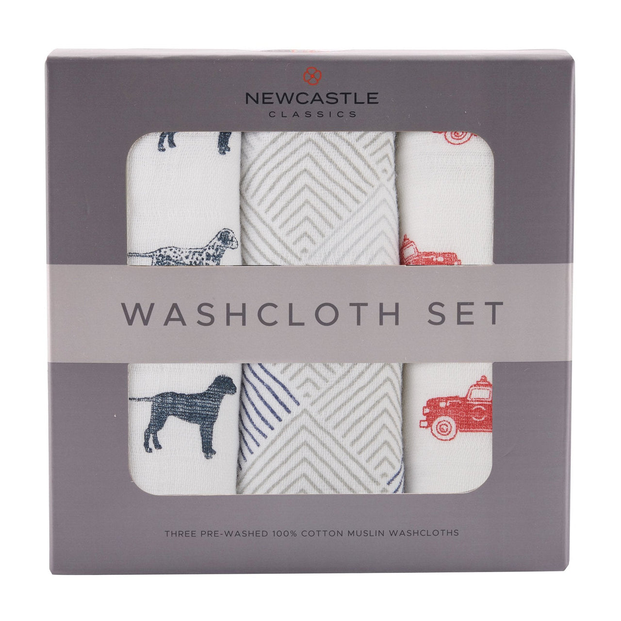 Newcastle - Fire Truck Cotton Washcloth Set 3PK -