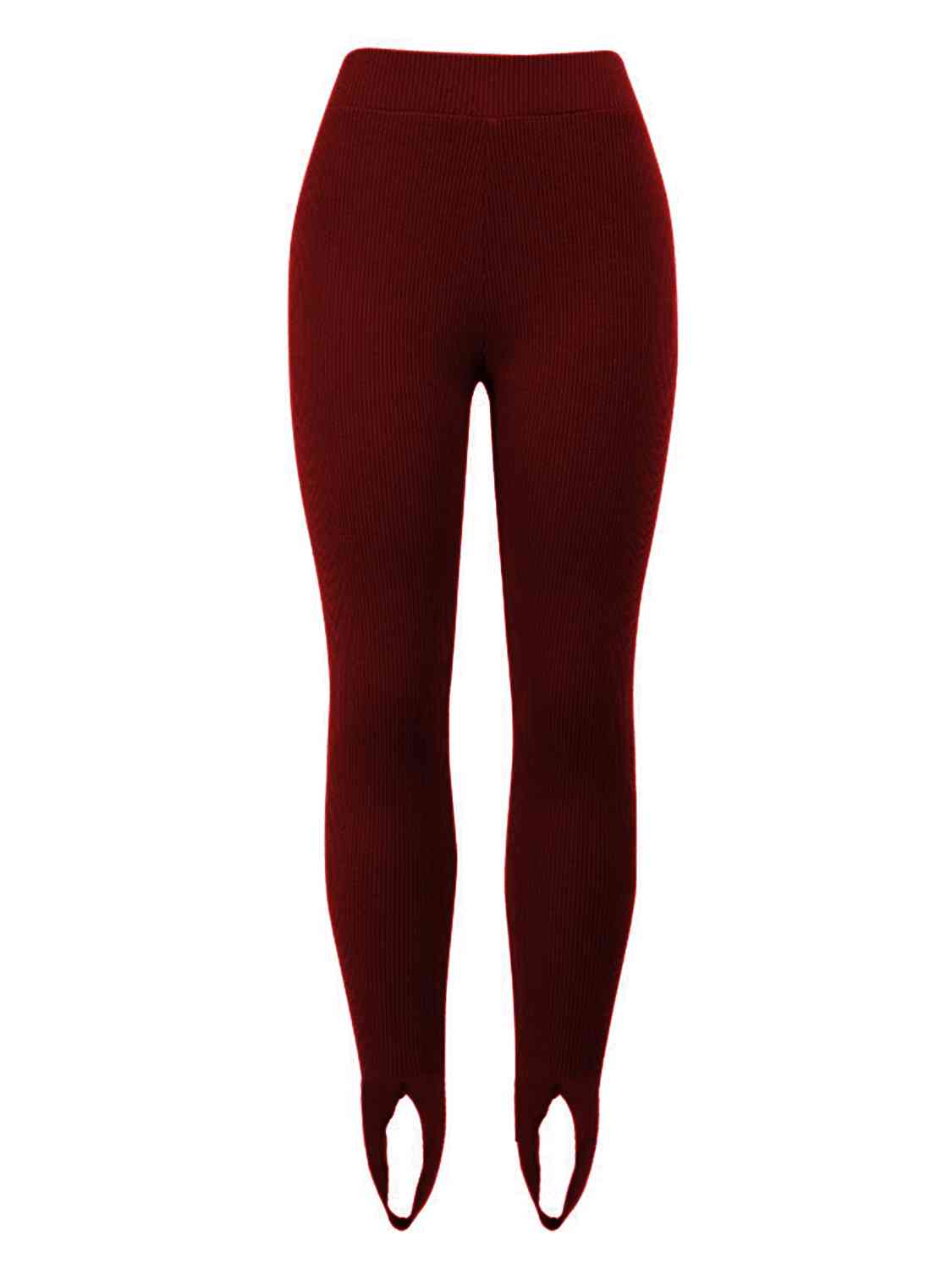 Ribbed Mid Waist Stirrup foot Leggings - T - 6 COLORS -