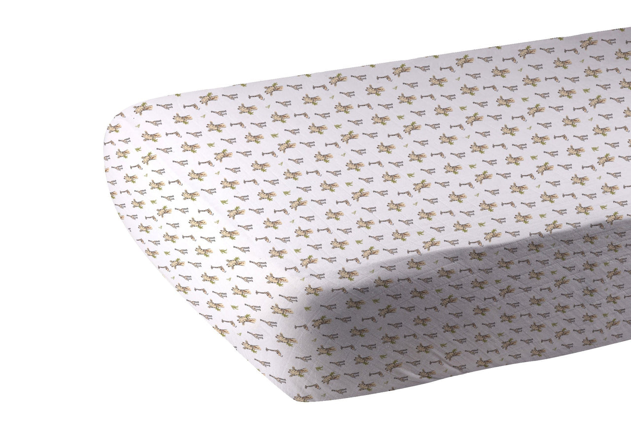 Newcastle - Hungry Giraffe Bamboo Muslin Crib Sheet -