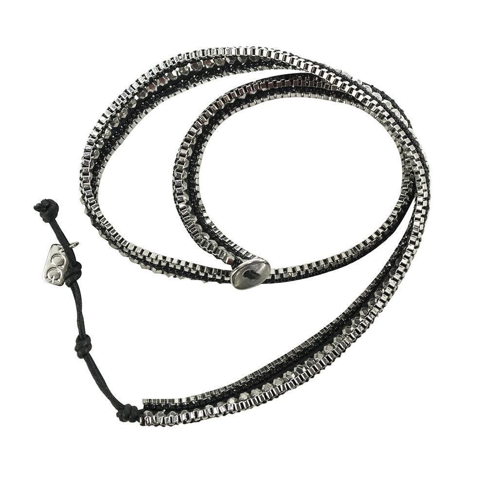 ClaudiaG - Double Looped Bling Bracelet- Midnight Black -