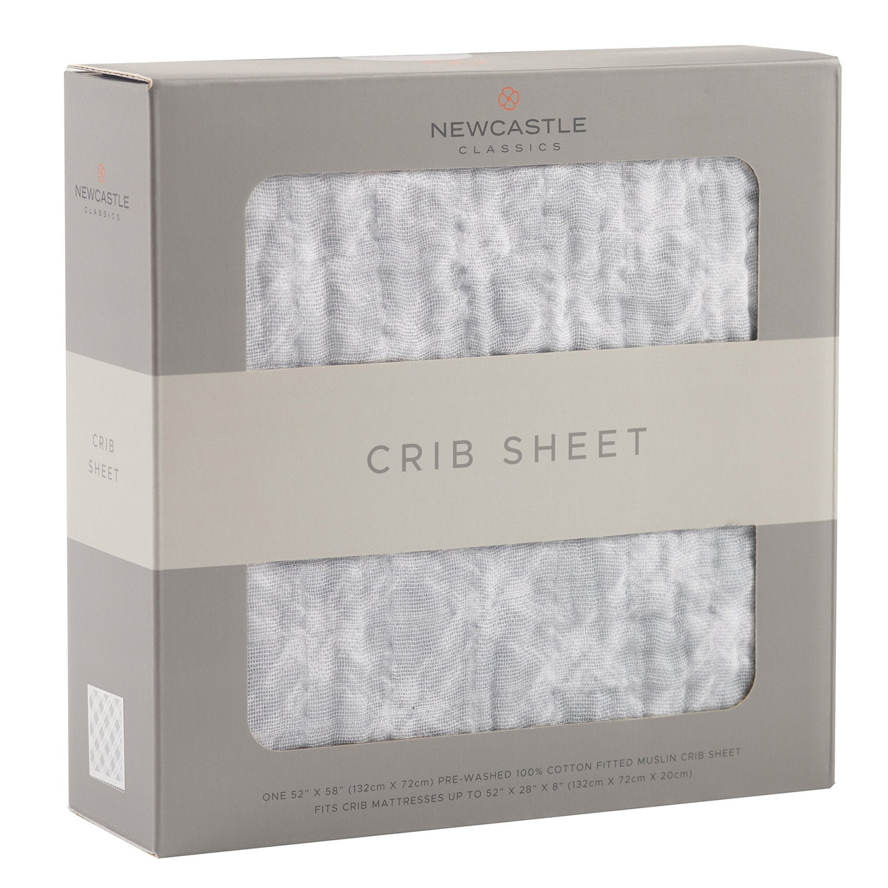 Newcastle - Glacier Grey Plaid Cotton Muslin Crib Sheet -