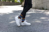 Thumbnail for Men's Black Rainbow Stripe Socks - 1 COLOR -