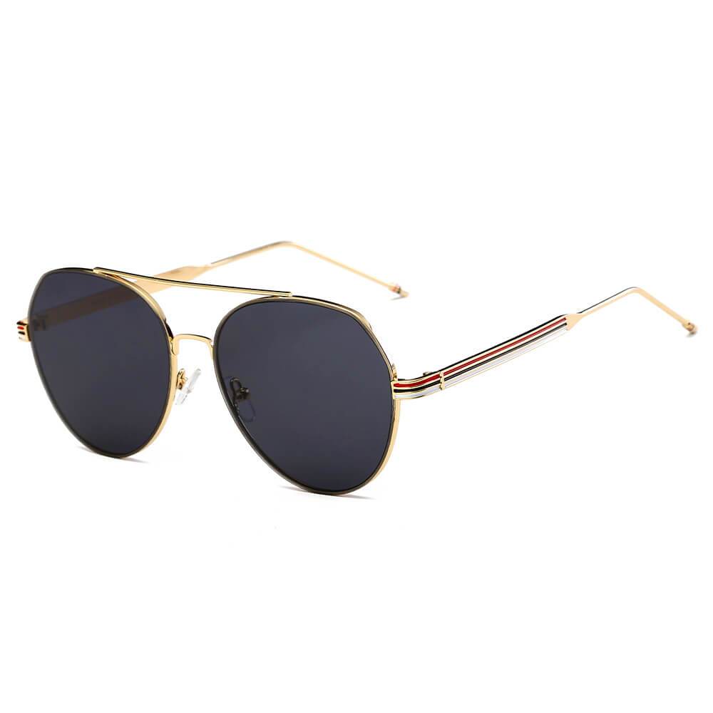 Erie | S2006 - Modern Teardrop Aviator Flat Mirrored Flat Lens Sunglasses - 4 COLORS -