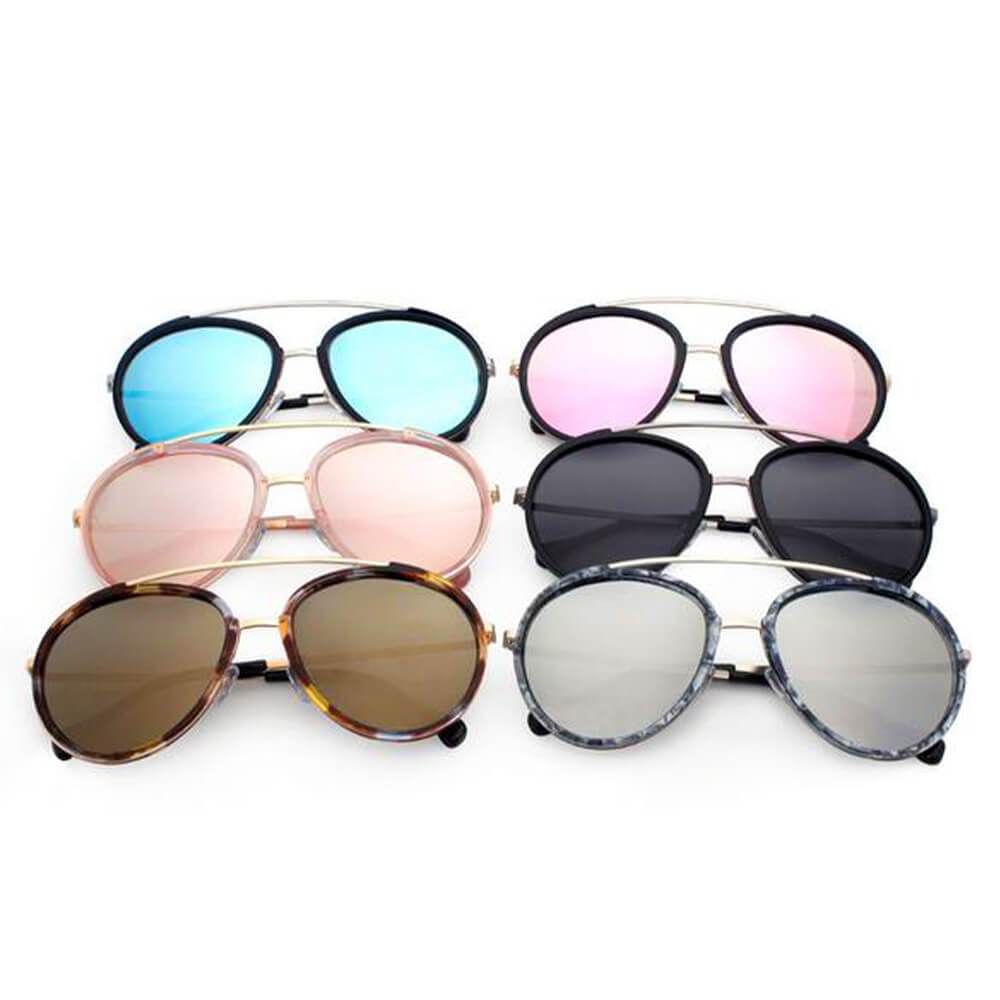 Farmindale | CA13 - Polarized Circle Round Brow-Bar Fashion Sunglasses - 6 COLORS -