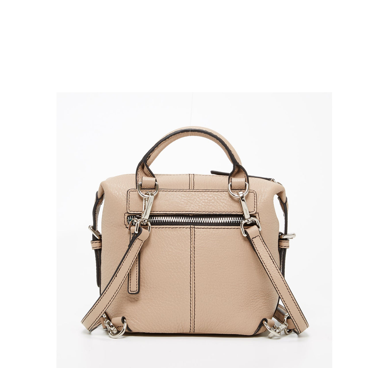 Ashley Small Leather Backpack Purse Beige -