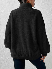 Thumbnail for Half Zip Drop Shoulder Sweatshirt with Pocket - T - 3 COLORS -