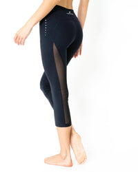 Thumbnail for Savoy - l'Espace Low-Waisted Capri Leggings With Mesh Panels and Reflective Strips - 1 COLOR -